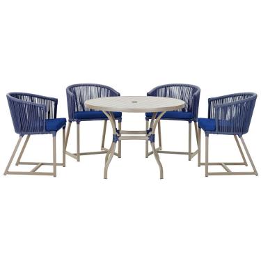 Imagem de Mesa Com 4 Cadeiras E Noronha Estofado 10 Trama Original Azul