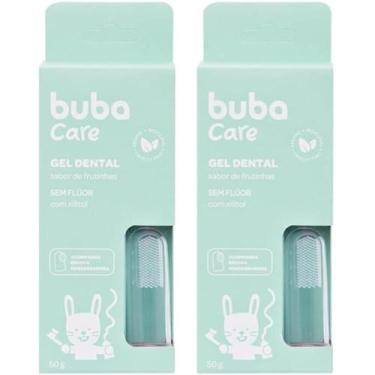 Imagem de Kit c/ 2un gel dental buba care sem flúor acompanha escova massageador