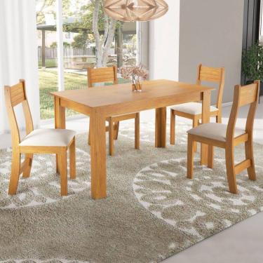 Imagem de Mesa de Jantar 4 Lugares Nadia Marrom/Nude - Pnr Móveis