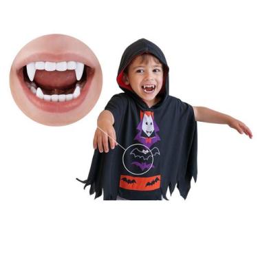 Imagem de Capa Fantasia Halloween Menino Vampiro Tam P ao GG + Dentadura - anjo 