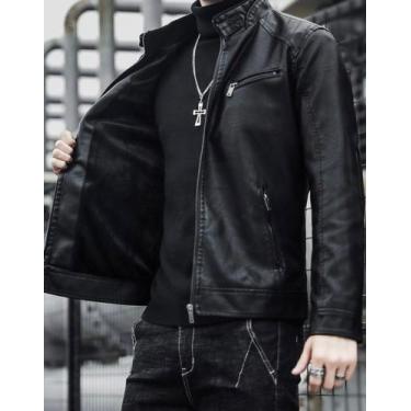 Imagem de Jaqueta De Couro Masculina Elegante Resistente Luxo Pronta Entrega - V