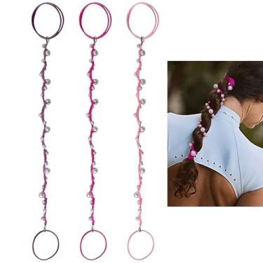 Imagem de Lindas gravatas de cabelo de pérola para mulheres, trançadas à mão, esportivas, rabo de cavalo, para treino, uso diário, praia, natação, surfe, mergulho, acessórios de cabelo livres de emaranhados