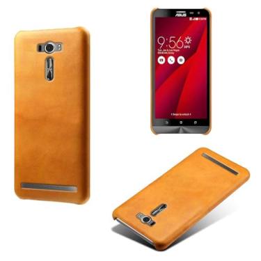 Imagem de Capa para ASUS Zenfone ZE601KL,Proteção contra quedas,Casca de volta de cor sólida simples,Design de couro de imitação de plástico-Orange