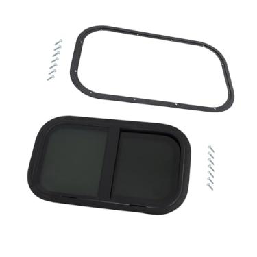 Imagem de labwork 61.0 cm x 38.1 cm Janela de vidro temperado de liga de alumínio deslizante horizontal RV Window Cargo Trailer com tela preta