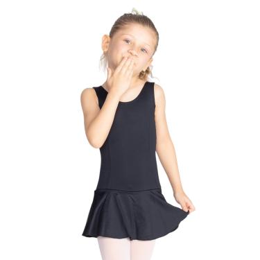 Imagem de Collant com Saia em Microfibra Stretch, Só Dança SD1251 Infantil, Preto, 12