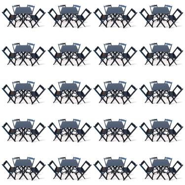 Imagem de Kit De 20 Conjuntos De Mesa Dobrável 60x60 Com 4 Cadeiras Preto