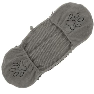 Imagem de Toalha de secagem rápida para cães, microfibra ultra absorvente, 78,7 cm x 35,5 cm com bolsos de mão, uso interno e externo, material durável, lavável na máquina, suprimentos de banho para cães