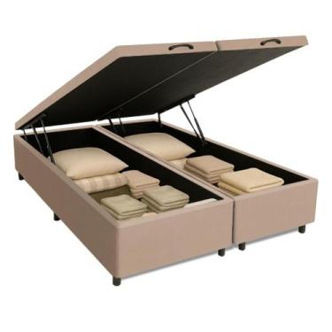Imagem de Cama Box Com Baú Queen 1,58m Prince Suede Bege, Bege