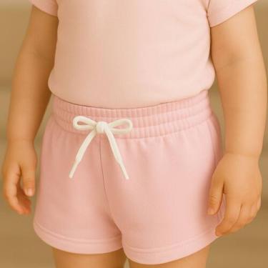 Imagem de Short Moletinho Infantil Feminino Liso Básico Confortável Moderninho -