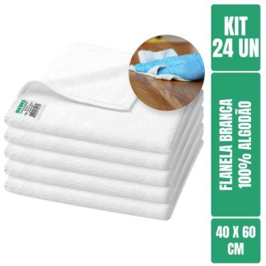 Imagem de Flanela Branca 40x60 Para Limpeza Geral - 24 Unidades - Neves