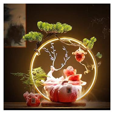 Imagem de XFNVXC Fonte decorativa interna de mesa fonte de água moderna circulante fonte de água da sorte decoração de escritório decoração de mesa ornamental fonte de jardim para casa