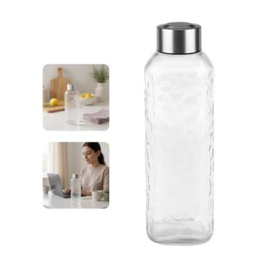 Imagem de Garrafa de Vidro Premium com Tampa Inox, Design Moderno, 1L, Tampa Rosqueável, para Água e Sucos, Transparente