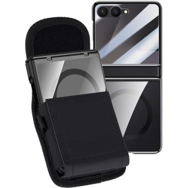 Imagem de Nakedcellphone Combo para Samsung Galaxy Z Flip 7 Capa de celular com suporte de clipe de cinto - Protetor de tela integrado - Capa de dobradiça - Compatível com MagSafe - Preto/Transparente