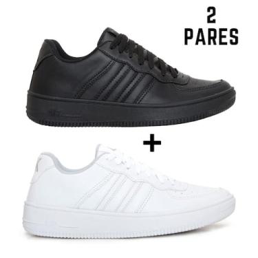 Imagem de Kit 2 Pares de Tenis Atikkos Fine Casual, Ak bco, Ak pto, 41