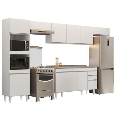 Imagem de Armário De Cozinha Modulada 5 Peças Cp15 Balcão Com Pia Inox Branco - Lumil