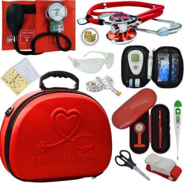 Imagem de Kit Enfermagem Maleta Exclusia Top Estagio Estetoscopio Aparelho De Pr