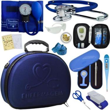 Imagem de Kit Enfermagem Maleta Exclusia Top Estagio Estetoscopio Aparelho De Pr