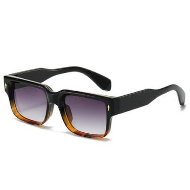Imagem de Óculos de Sol Candy Color Feminino com Rebites e Lentes Degradê UV400 para Esportes ao Ar Livre, Corrida e Ciclismo, Estampa de Leopardo Preto e Cinza