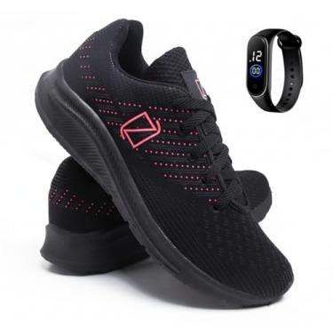 Imagem de Kit Tênis Feminino Esportivo Para Academia e Atividades Físicas Conforto e Design Premium + Relogio Smart (BLACK, BR, Adulto, Numérico, 37)