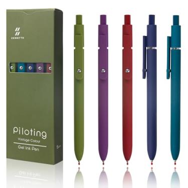 Imagem de FZWONVUC 5 canetas de gel coloridas, ponta fina de 0,5 mm para anotações, escrita, secagem rápida, para escritório, material escolar, presentes para mulheres, professoras e estudantes (cores vintage)