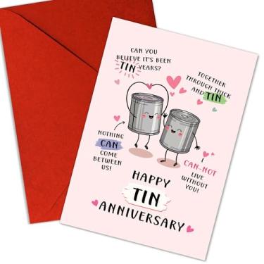Imagem de Podagree Happy Tin 10 Years Wedding Anniversary – Cartão comemorando uma década de amor, risos e memórias – Desejando a vocês uma vida inteira de alegria e felicidade juntos – 20 x 13 cm (lata 10 anos