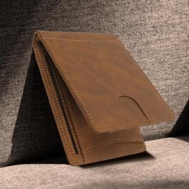 Imagem de Carteira masculina fina com bolso frontal minimalista com vários compartimentos, organizador compacto de viagem para negócios, Curry leve, Casual