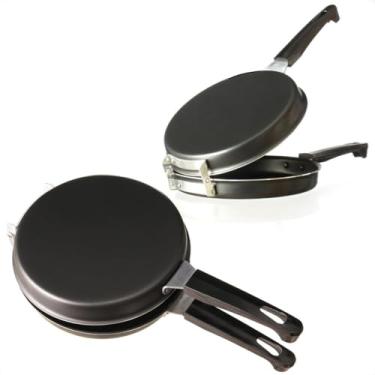 Imagem de Omeleteira Panquequeira Dupla 18cm Antiaderente – Cor Preta, Ideal para Ovos, Panquecas e Lanches Rápidos