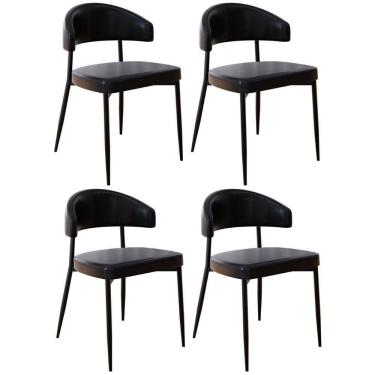 Imagem de Cadeira De Jantar Estofada Kit 4 Chloe M25 Sintético Preto - Mpozenato