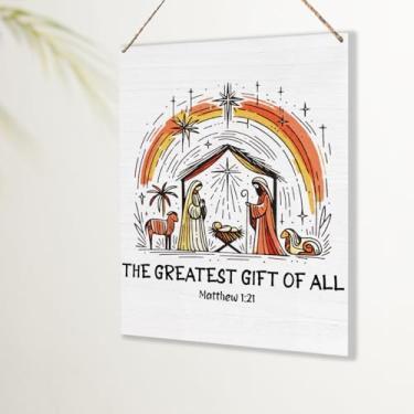 Imagem de Placa de decoração de Natal cristã presentes de Natal para mulheres e homens O melhor presente de todas as portas de parede placa de decoração para casa, escritório, cozinha, quarto, banheiro