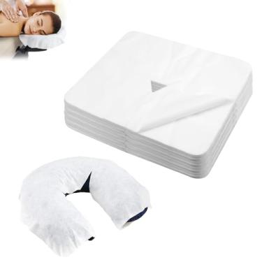 Imagem de 100 peças de capas de berço descartáveis, capas respiráveis para descanso de rosto, capas de apoio de cabeça descartáveis não tecidas macias para cadeira de massagem