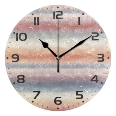 Imagem de JUZIHAI Relógio de parede listrado multicolorido tie dye, silencioso, sem tique-taque, redondo, operado por bateria, fácil de ler, relógio decorativo de parede para casa, cozinha, sala de estar