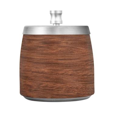 Imagem de Qilmy Cinzeiro de aço inoxidável de madeira maciça marrom com tampa - Cinzeiro de cigarro à prova de vento sem cheiro sem fumaça para casa, escritório, carro, pátio, varanda (uso interno e externo)