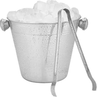 Imagem de Balde para gelo, aco inox, pinca, pequeno, pegar cubos, bar, servir bebidas, compacto, elegante