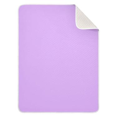 Imagem de Qilmy Cobertor de bebê de cor sólida roxo lavanda 76 x 101 cm, cobertor infantil de algodão macio para meninos e meninas, cobertor leve e quente para bebês de berço, carrinho de bebê, soneca