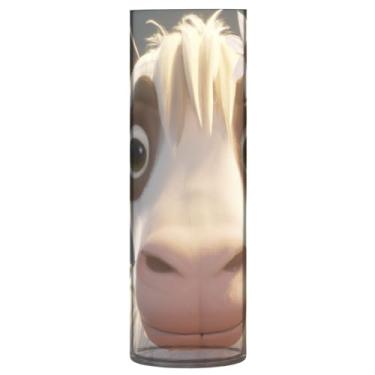 Imagem de JUZIHAI Vaso de cavalo 3D para flores 9,9 cm x 30 cm Cilindro de plástico moderno vaso de flores para centro de mesa de casamento decoração de casa