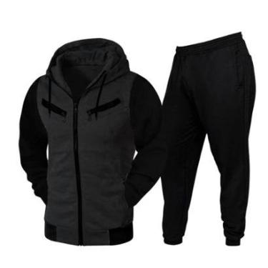 Imagem de Conjunto Moletom Feminino Masculino Jaqueta Calça Capuz Zíper-Masculino