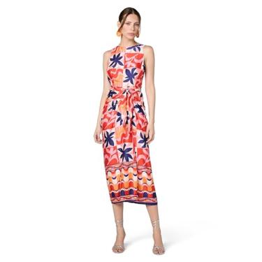 Imagem de Donna Morgan Vestido feminino floral midi versátil para verão, praia e férias, Creme/vermelho, 50