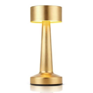 Imagem de HPUFKOT Luminária De Mesa Led Portátil, Luminária De Mesa Metálica Com 3 Níveis De Brilho, Lâmpada Recarregável Com Controle De Toque De 3 Cores, Luminária De Cabeceira Ideal Para Mesa De Cabeceira