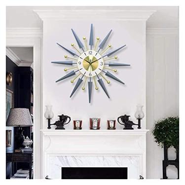 Imagem de WHLBD Relógio de parede grande de metal, art déco, redondo, personalizado, mudo, sem tique-taque, para sala de estar, cozinha, quartos, escritório, café, bar