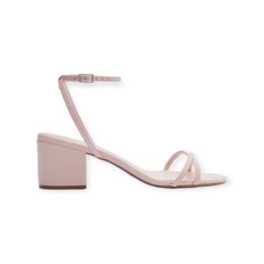 Imagem de Sandalia Feminina Arezzo Tiras Salto Medio Bloco Rosa-Feminino