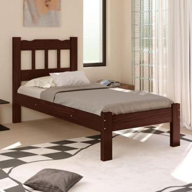 Imagem de Cama Solteiro Noah Nemargi Madeira Maciça Cor Castanho