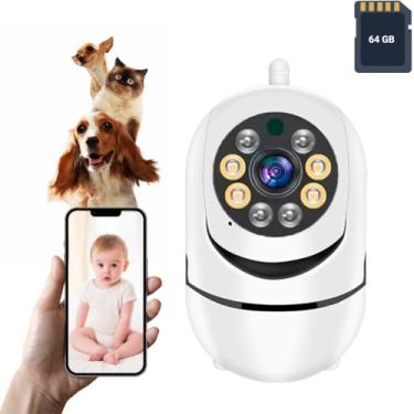 Imagem de Câmera Yoosee Babá Eletrônica Wi-Fi Visão Noturna Microfone Alerta de Movimento + Cartão 64gb