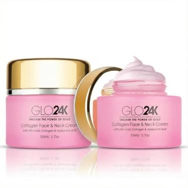 Imagem de Creme GLO24K com ouro 24k, retinol, vitaminas e ácido hialurônico. Hidrata perfeitamente sua pele enquanto você dorme. (Creme de colágeno de cereja) (pacote com 2)