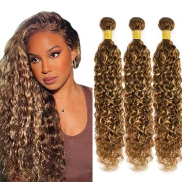 Imagem de Pacotes de cabelo humano 4/27 destaques mel castanho mechas de cabelo humano 51 cm 20 20 polegadas extensões de cabelo Remy brasileiro não processado trama dupla Ombre encaracolado pacote ofertas