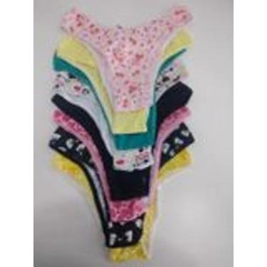 Imagem de Kit 12 Calcinhas Tanga Em Algodão Adulto Lisa E Estampada Tam. G - J&D