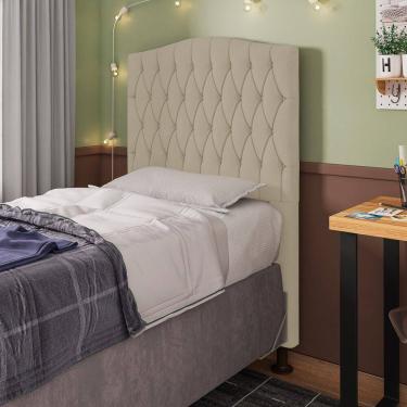 Imagem de Cabeceira Estofada Cama Box Solteiro Greta 90cm com Frame Corano Bege - Abmaza