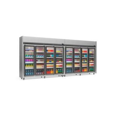 Imagem de Expositor 8 Portas Tipo Inox GEAS8P 4 Prateleiras 220v Gelopar
