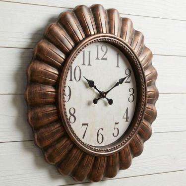 Imagem de Relógio Parede Analógico Decorativo Com Moldura Rústico 50cm - Genéric