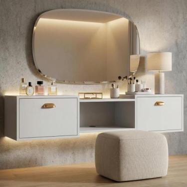 Imagem de Penteadeira Bancada Suspensa Pequena Cantinho Maquiagem 2 Portas Nicho