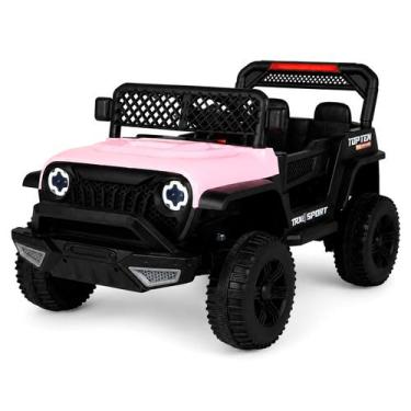 Imagem de Jipe Elétrico Infantil 12V Quadriciclo Rosa Com Controle Remoto Blueto